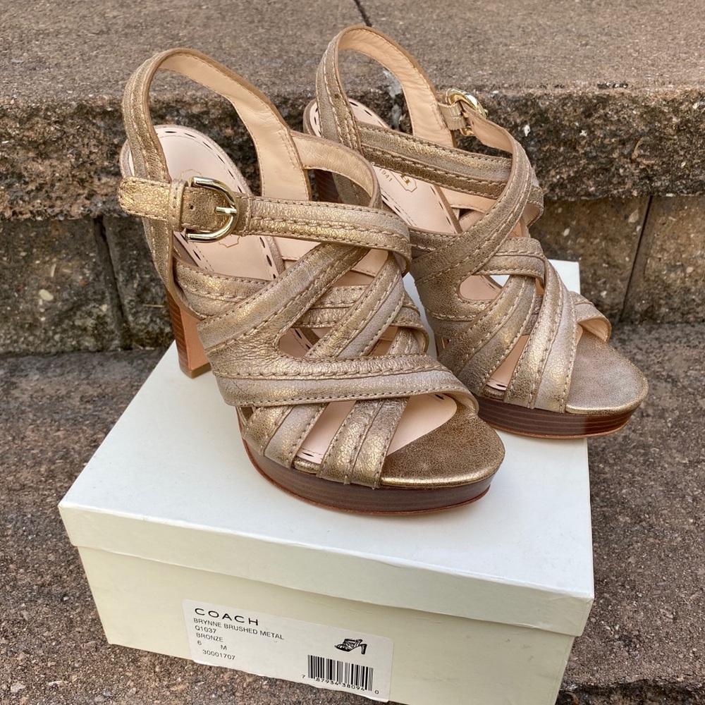 Coach Metallic Bronze/Gold Brynne platform Heels